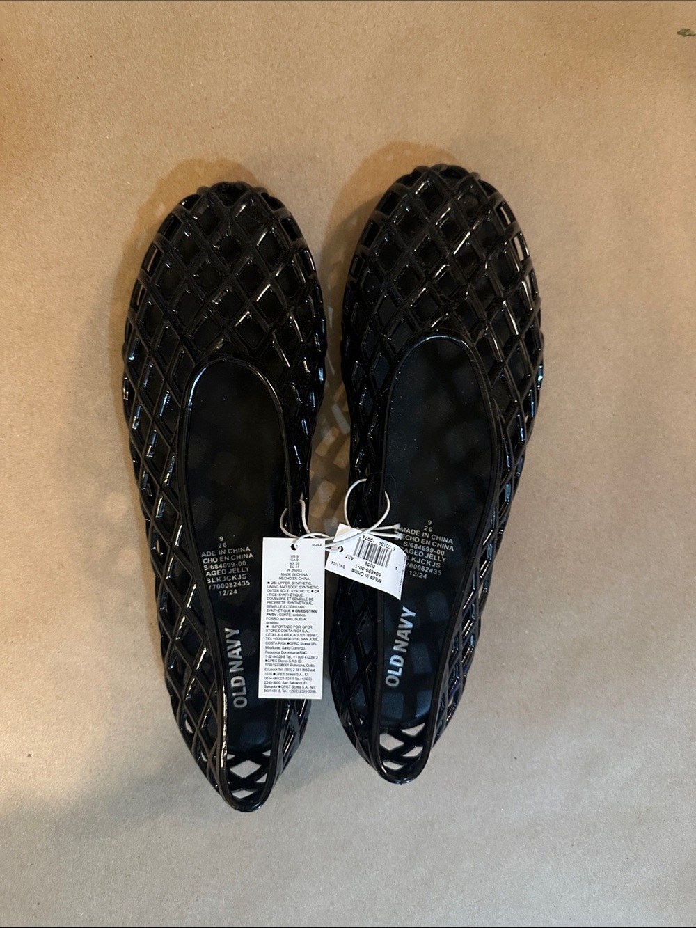 Old Navy Black Lattice Slip-On Jelly Flats